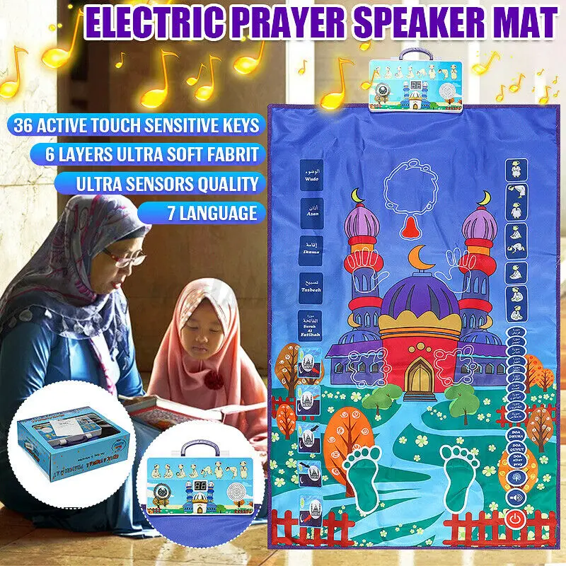New Arrival Talking Prayer Mat Learning Educational Interactive Rug Salah Muslim Kids Gift Islam Electronic Worship Blanket
New Arrival Talking Prayer Mat Learning Educational Interactive Rug Salah Muslim Kids Gift Islam Electronic Worship Blanket