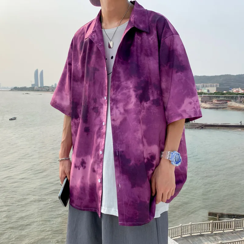 Summer Short-sleeved Shirts Men's Fashion Printed Casual Shirts Men Streetwear Korean Loose Tie-dye Shirts Mens Hawaiian Shirts
Summer Short-sleeved Shirts Men's Fashion Printed Casual Shirts Men Streetwear Korean Loose Tie-dye Shirts Mens Hawaiian Shirts