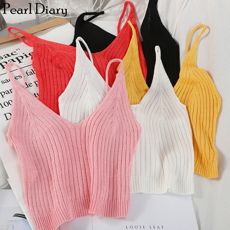 Pearl Diary Women Sexy Knitted Top V Neck Sleeveless Vest Solid Simple Spaghetti Strap Crop Top Plain Casual Tshirt Women Tops
Pearl Diary Women Sexy Knitted Top V Neck Sleeveless Vest Solid Simple Spaghetti Strap Crop Top Plain Casual Tshirt Women Tops