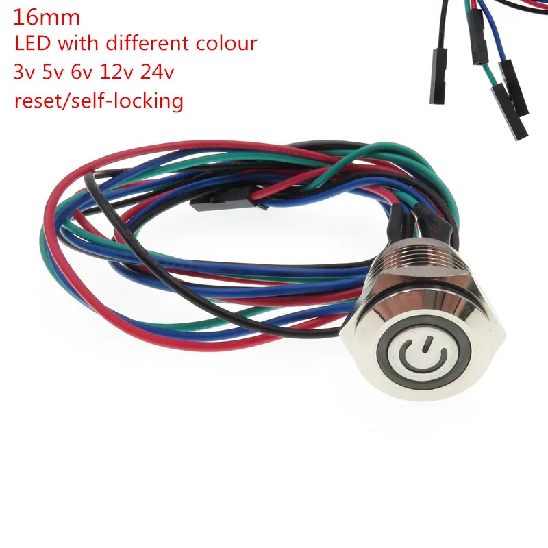 1set 16mm computer Metal LED Power Push Button Switch On-off 3v 5V 6v 12v 24v Waterproof with 50cm wire harness power
1set 16mm computer Metal LED Power Push Button Switch On-off 3v 5V 6v 12v 24v Waterproof with 50cm wire harness power