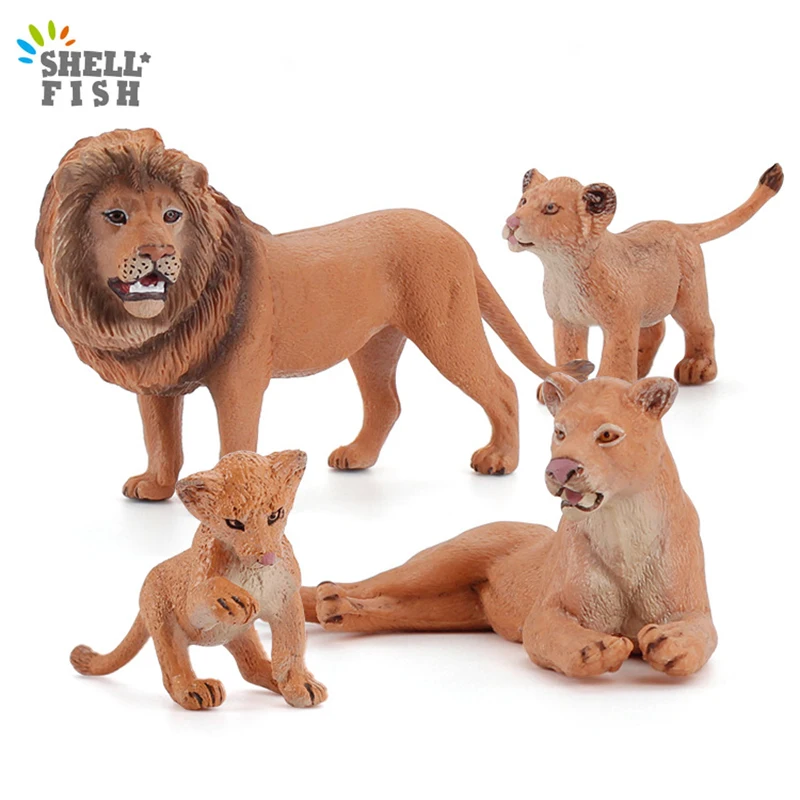 

African Grassland Simulation Wild Animals Toys Simulated Lion Lioness Cub Model Educational Christmas Birthday Children Gifts