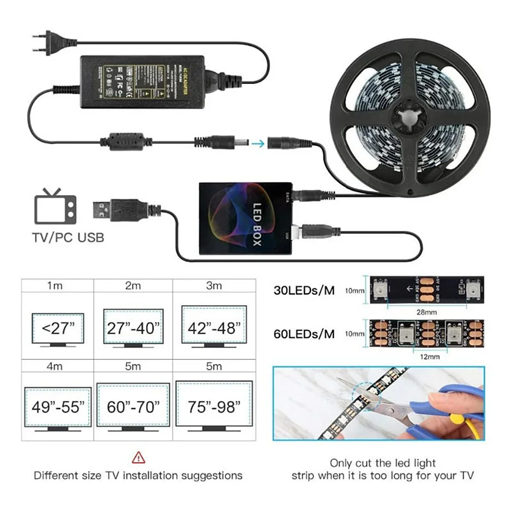 For Windows LED Strip Light Ma-c Os Linux Easy Installation Flexible Music Mode Household Products ABS With Computer Screen
For Windows LED Strip Light Ma-c Os Linux Easy Installation Flexible Music Mode Household Products ABS With Computer Screen