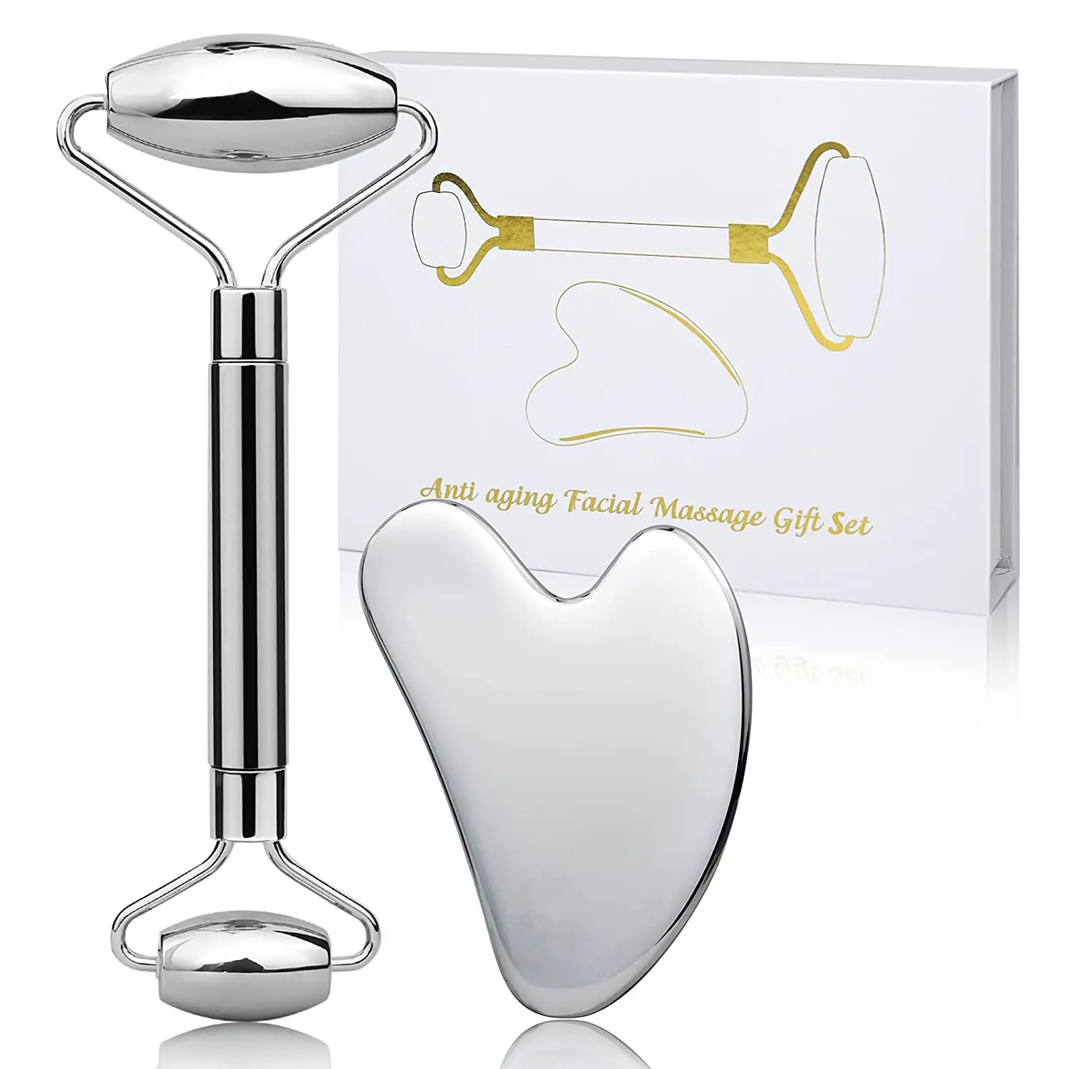 Stainless Steel Facial Roller Gua Sha Tool Set Face Care Massage Neck Beauty Health Anti Wrinkle Cellulite Skin Detox Massager
Stainless Steel Facial Roller Gua Sha Tool Set Face Care Massage Neck Beauty Health Anti Wrinkle Cellulite Skin Detox Massager