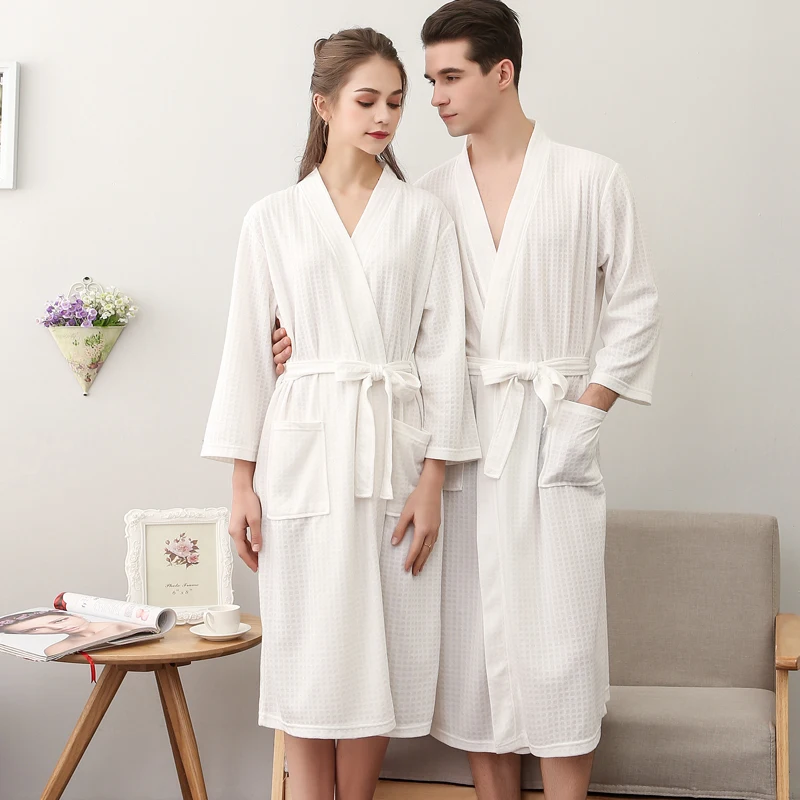 Men Women Summer Kimono Bath Robe Suck Water Mens Dressing Gown Sexy Knitted Waffle Spa Robes Male Solid Bathrobe Peignoir Homme
Men Women Summer Kimono Bath Robe Suck Water Mens Dressing Gown Sexy Knitted Waffle Spa Robes Male Solid Bathrobe Peignoir Homme