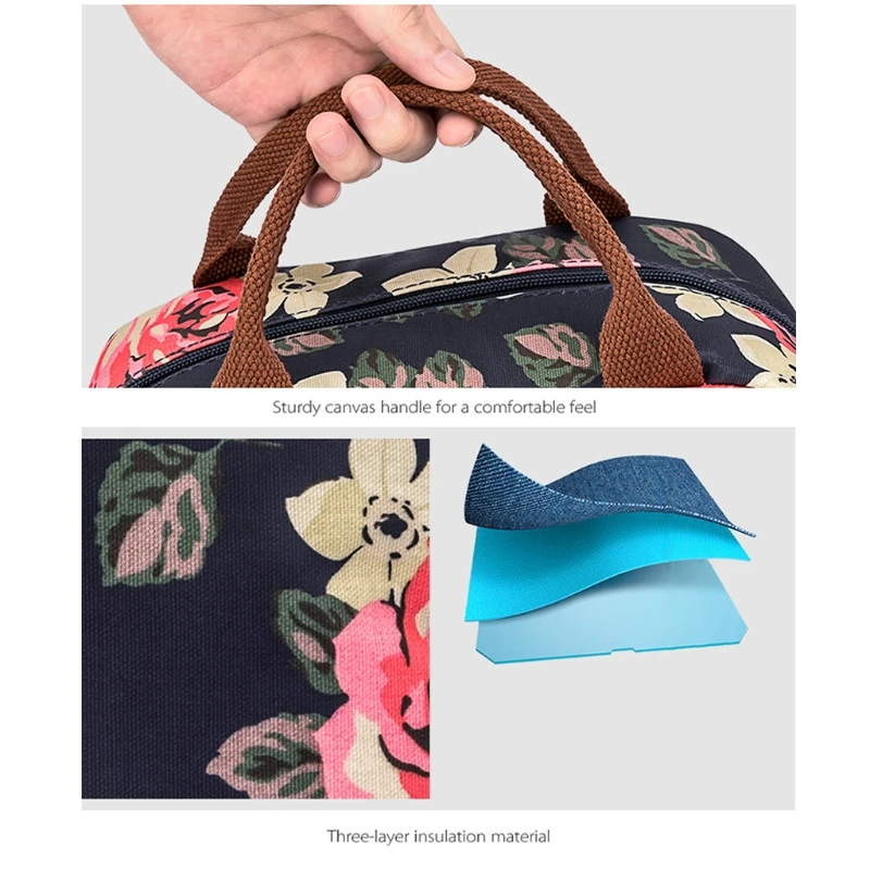 D0LF Lunch Bag Cooler Bag Women Tote Floral Printing Insulated Lunch Box Water-resistant Thermal Lunch Bag Soft Liner Lunch Bags
D0LF Lunch Bag Cooler Bag Women Tote Floral Printing Insulated Lunch Box Water-resistant Thermal Lunch Bag Soft Liner Lunch Bags