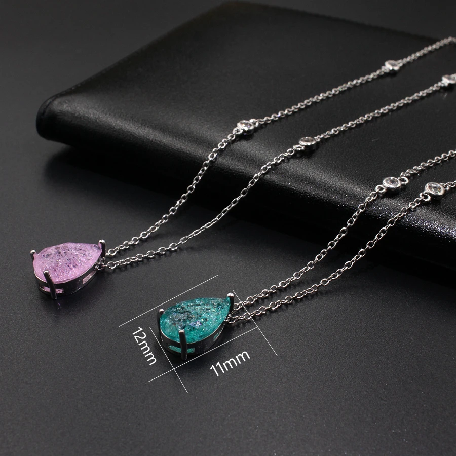 Crystal glass Fusion stone Water Drop Pendant Necklaces with Milky green or pink cubic zirconia fashion jewelry for women Gifts
Crystal glass Fusion stone Water Drop Pendant Necklaces with Milky green or pink cubic zirconia fashion jewelry for women Gifts