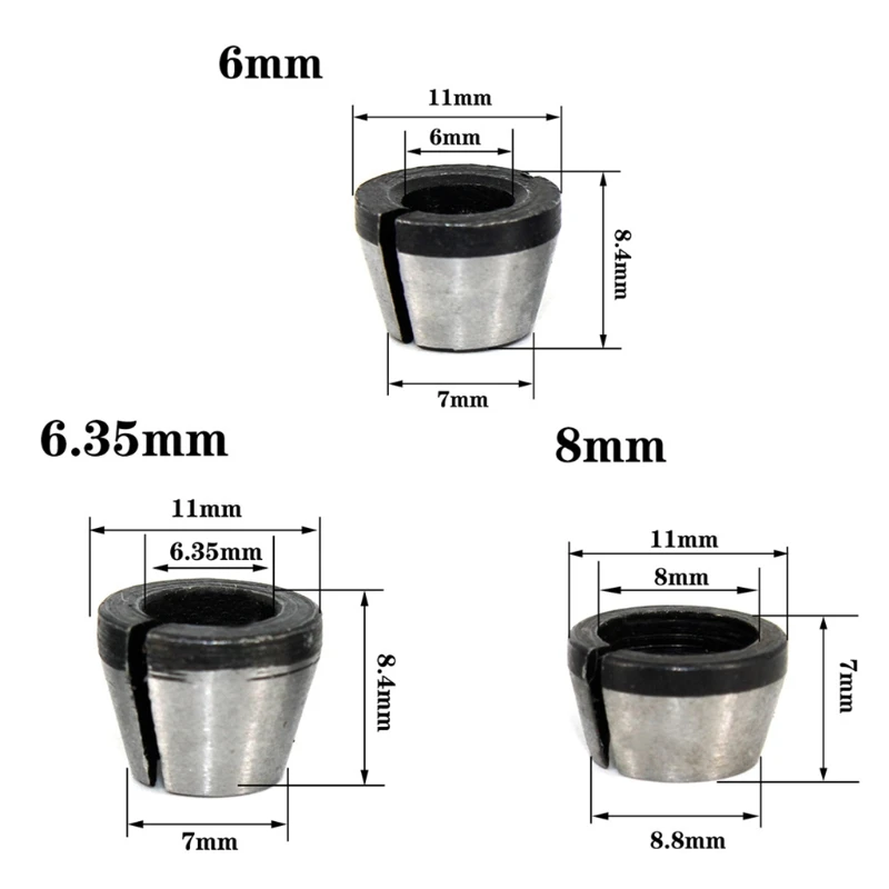 6mm 6.35mm 8mm Collet Chuck Adapter Engraving Trimming Machine Electric Router High Precision Bit B03D
6mm 6.35mm 8mm Collet Chuck Adapter Engraving Trimming Machine Electric Router High Precision Bit B03D