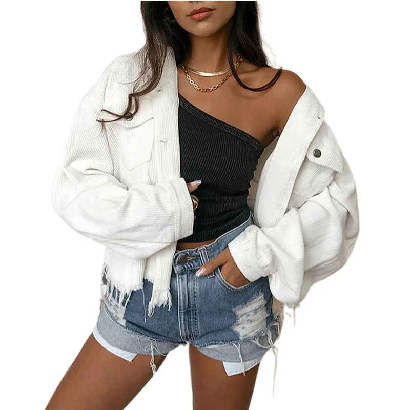 Fashion Women Tassel Pocket Short Coat Long Sleeve Single Breasted Ladies Jacket Loose lapel Solid Color White Female Overcoat
Fashion Women Tassel Pocket Short Coat Long Sleeve Single Breasted Ladies Jacket Loose lapel Solid Color White Female Overcoat