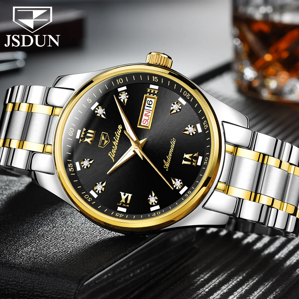 JSDUN 2021 Luxury Brand Automatic Mechanical Men's Watch Top Business Casual Watch Stainless Steel Calendar Waterproof Watch
JSDUN 2021 Luxury Brand Automatic Mechanical Men's Watch Top Business Casual Watch Stainless Steel Calendar Waterproof Watch