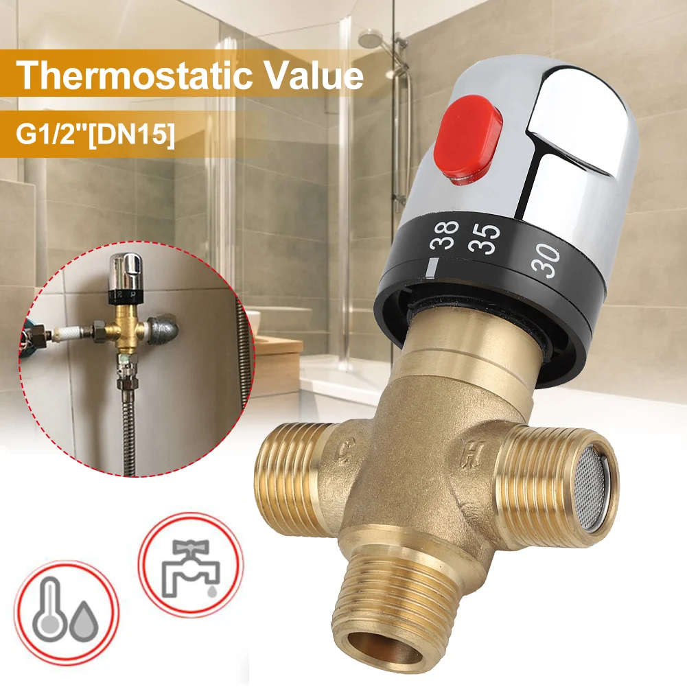 3-Way Brass Thermostatic Mixing Valve Constant Water Temperature Shower Faucet Valve Static Pipe Faucet Cartridge Hardware Tools
3-Way Brass Thermostatic Mixing Valve Constant Water Temperature Shower Faucet Valve Static Pipe Faucet Cartridge Hardware Tools