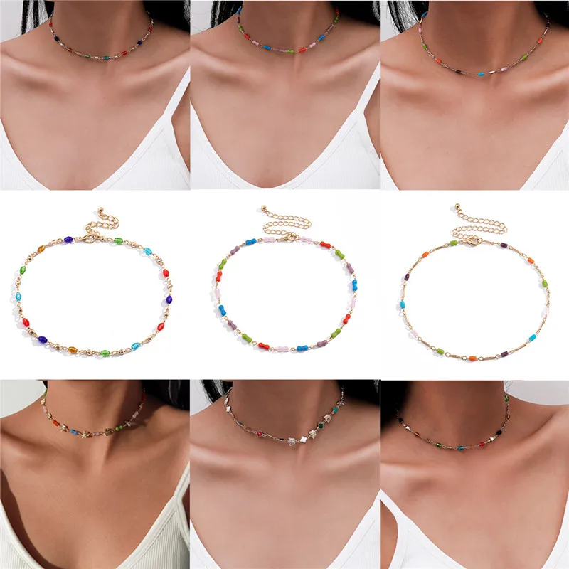 Korean Version Fashion All-match Single Layer Tassel Female Necklace Jewelry Fine Small Fresh Ins Style Color Geometric Necklace
Korean Version Fashion All-match Single Layer Tassel Female Necklace Jewelry Fine Small Fresh Ins Style Color Geometric Necklace
