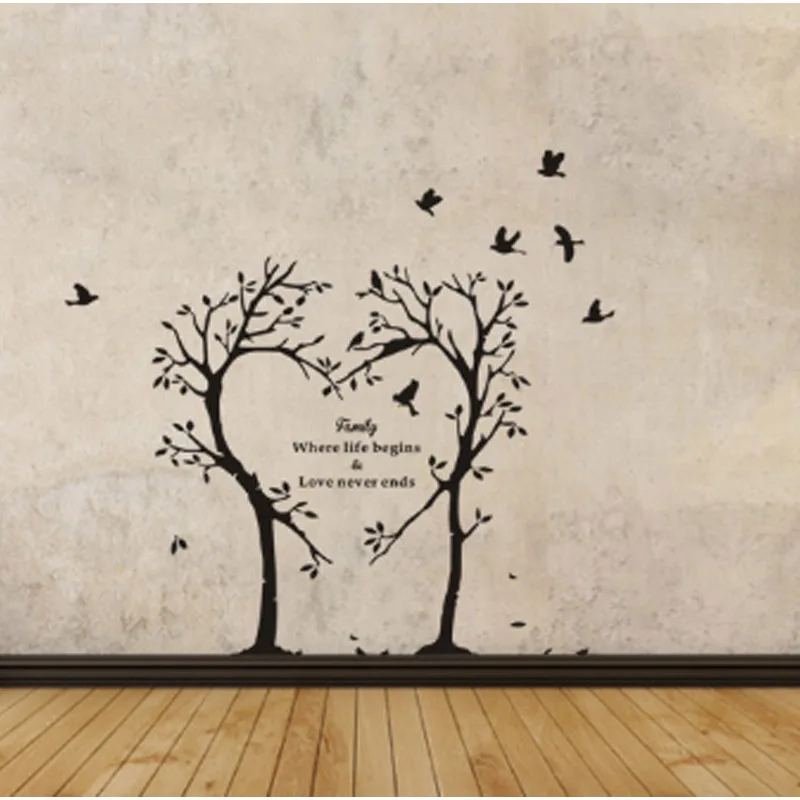 Наклейка на стену с надписью Love tree | Дом и сад