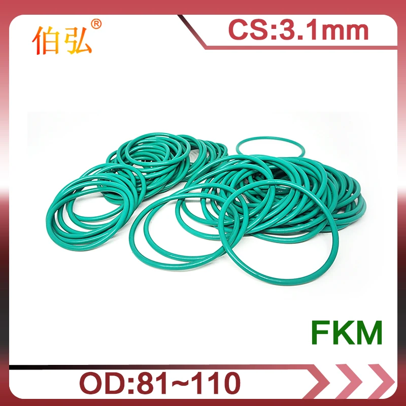 

Fluorine Rubber O-Ring 1PC/lot Green FKM Sealing CS 3.1mm OD81/85/88/90/91/92/95/96/100/105/110mm O Rings Seal Oil Gasket Washer