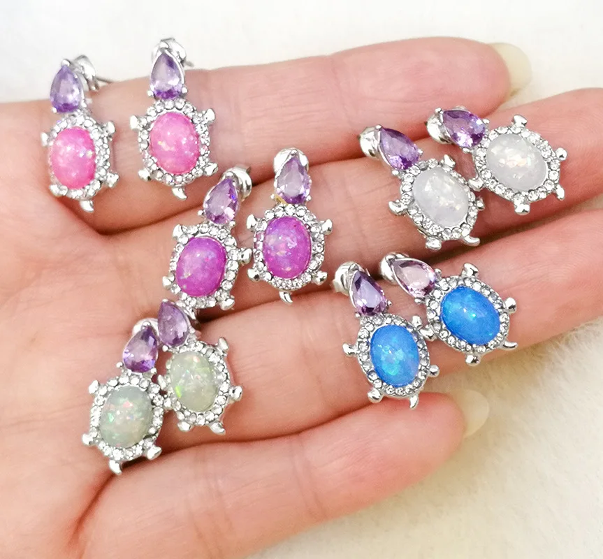 Cute Turtle Stud Earrings for Women Oval Stone Colorful Opal Earrings Female Animal Jewelry Vintage Silver Color Wedding Earring
Cute Turtle Stud Earrings for Women Oval Stone Colorful Opal Earrings Female Animal Jewelry Vintage Silver Color Wedding Earring