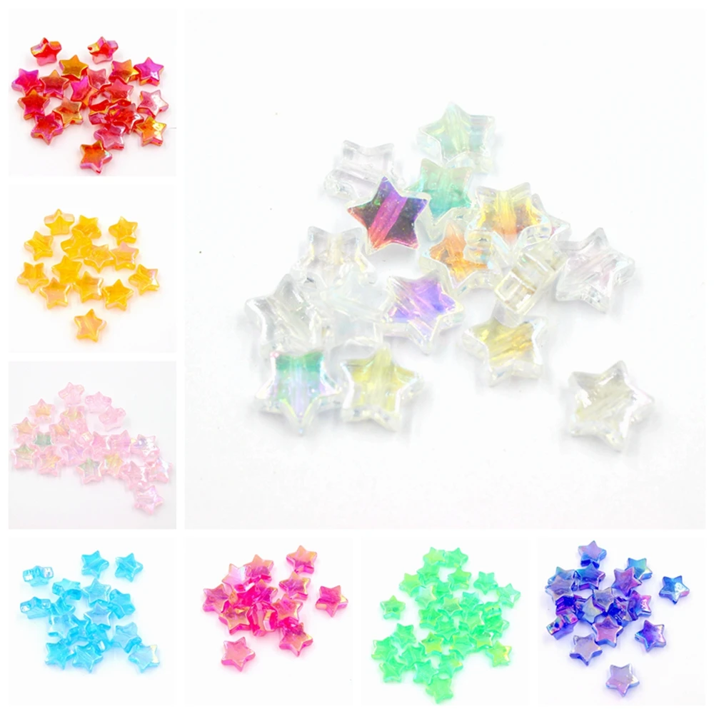 New 100pcs 11x4mm Acrylic Spacer Beads Five-pointed Star Shape Transparent Rainbow Color Beads For DIY Jewelry Making
New 100pcs 11x4mm Acrylic Spacer Beads Five-pointed Star Shape Transparent Rainbow Color Beads For DIY Jewelry Making