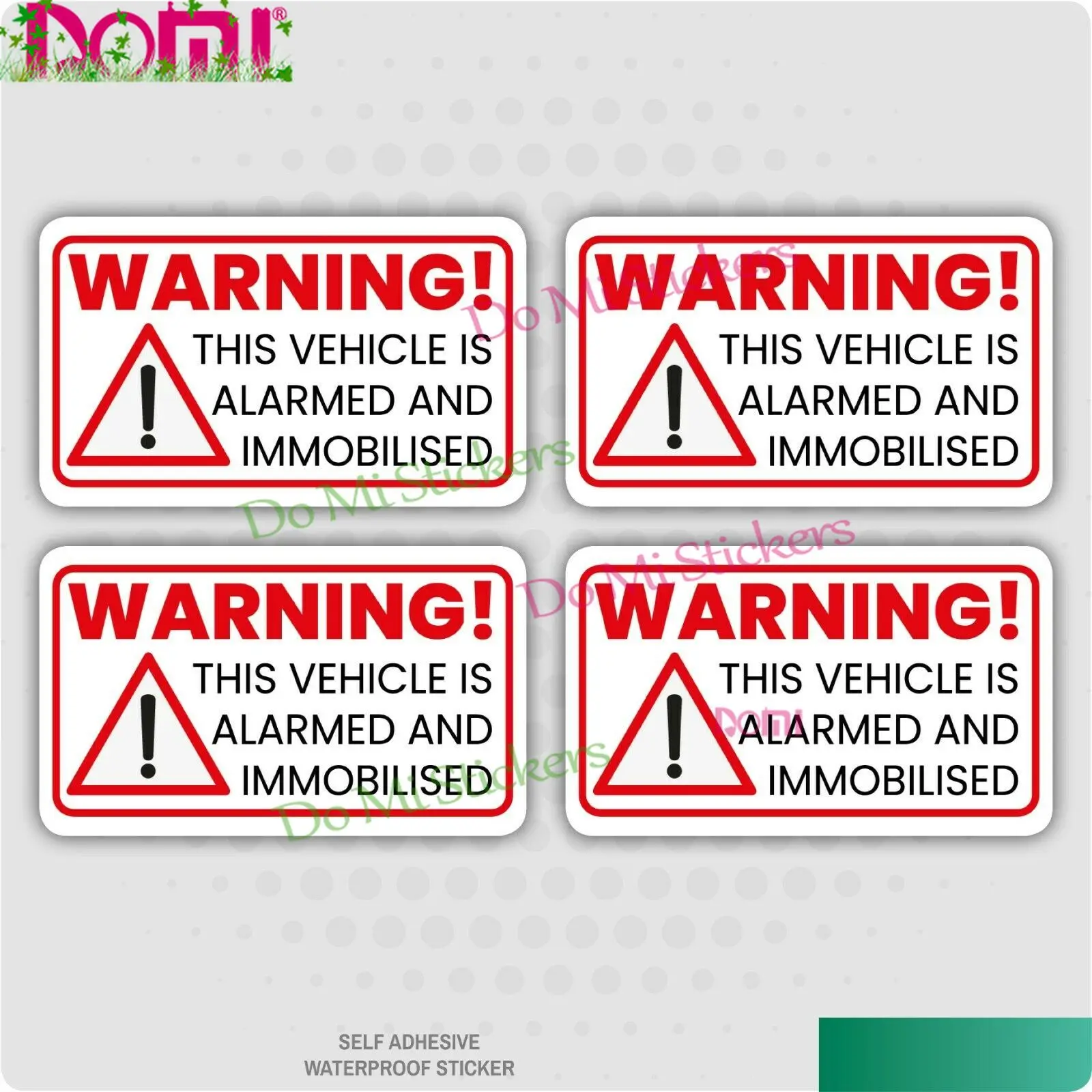 4 X Warning This Vehicle Is Alarmed and Immobilised Car Safety Vinyl Car Sticker Decal Windshield Bumper Waterproof PVC
4 X Warning This Vehicle Is Alarmed and Immobilised Car Safety Vinyl Car Sticker Decal Windshield Bumper Waterproof PVC