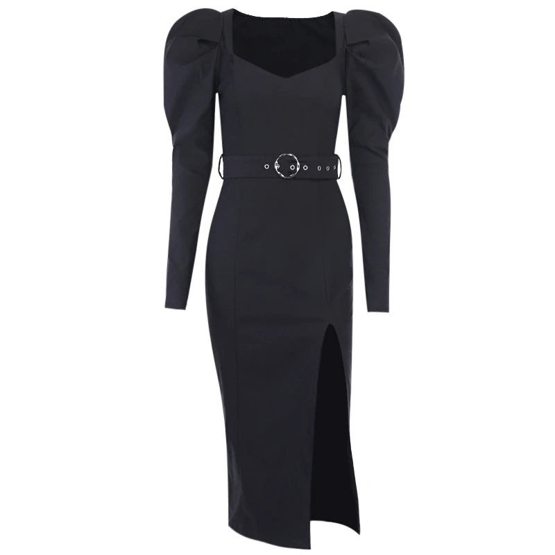 Sister Fara Spring 2021 Solid Square Collar Dress for Women With Belt Puff Sleeve Dress Office Lady Elegant Split Long Dresses
Sister Fara Spring 2021 Solid Square Collar Dress for Women With Belt Puff Sleeve Dress Office Lady Elegant Split Long Dresses