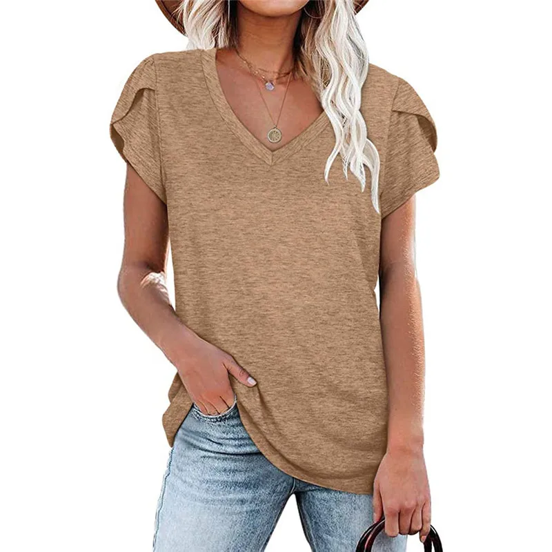 2021 Spring and summer new eBay European and American solid color V-neck short-sleeved T-shirt top summer women's clothing N006
2021 Spring and summer new eBay European and American solid color V-neck short-sleeved T-shirt top summer women's clothing N006