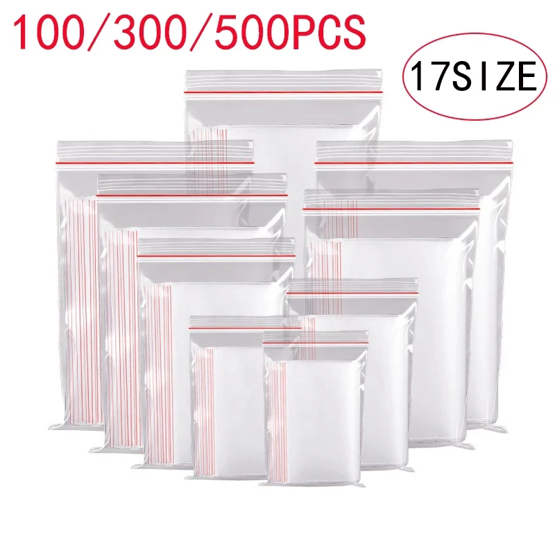 500/300/100Pcs Resealable Plastic Zip Lock Bags 17 Size Food Storage Reclosable Vacuum Fresh Organize Bag Clear PE Zip lock Bag
500/300/100Pcs Resealable Plastic Zip Lock Bags 17 Size Food Storage Reclosable Vacuum Fresh Organize Bag Clear PE Zip lock Bag