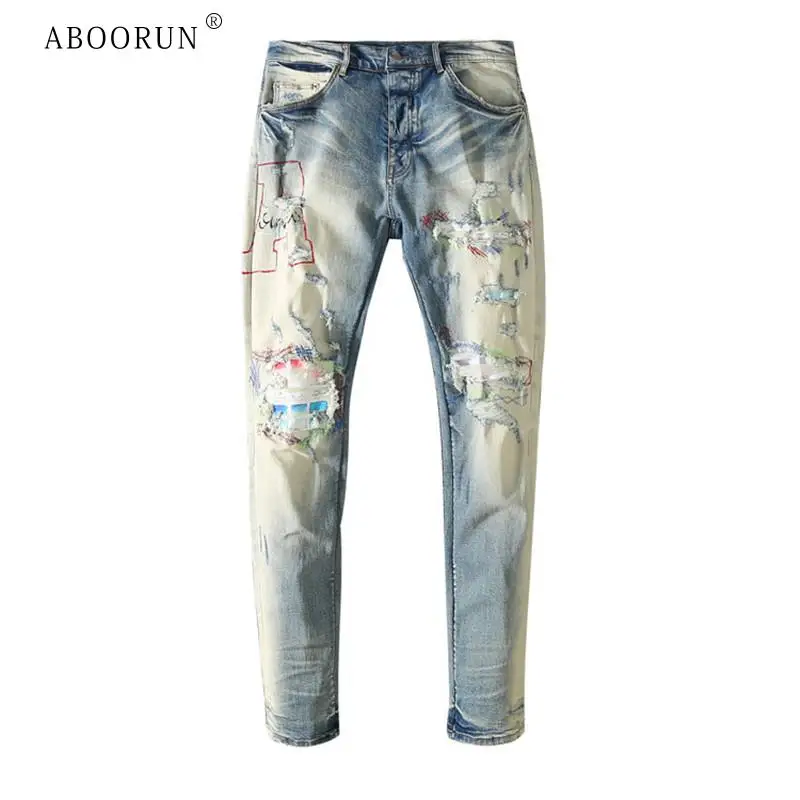 ABOORUN Hi Street мужские модные рваные джинсы в стиле пэчворк уличная одежда с буквенным принтом джинсовые брюки-карандаш для мужчин
ABOORUN Hi Street мужские модные рваные джинсы в стиле пэчворк уличная одежда с буквенным принтом джинсовые брюки-карандаш для мужчин