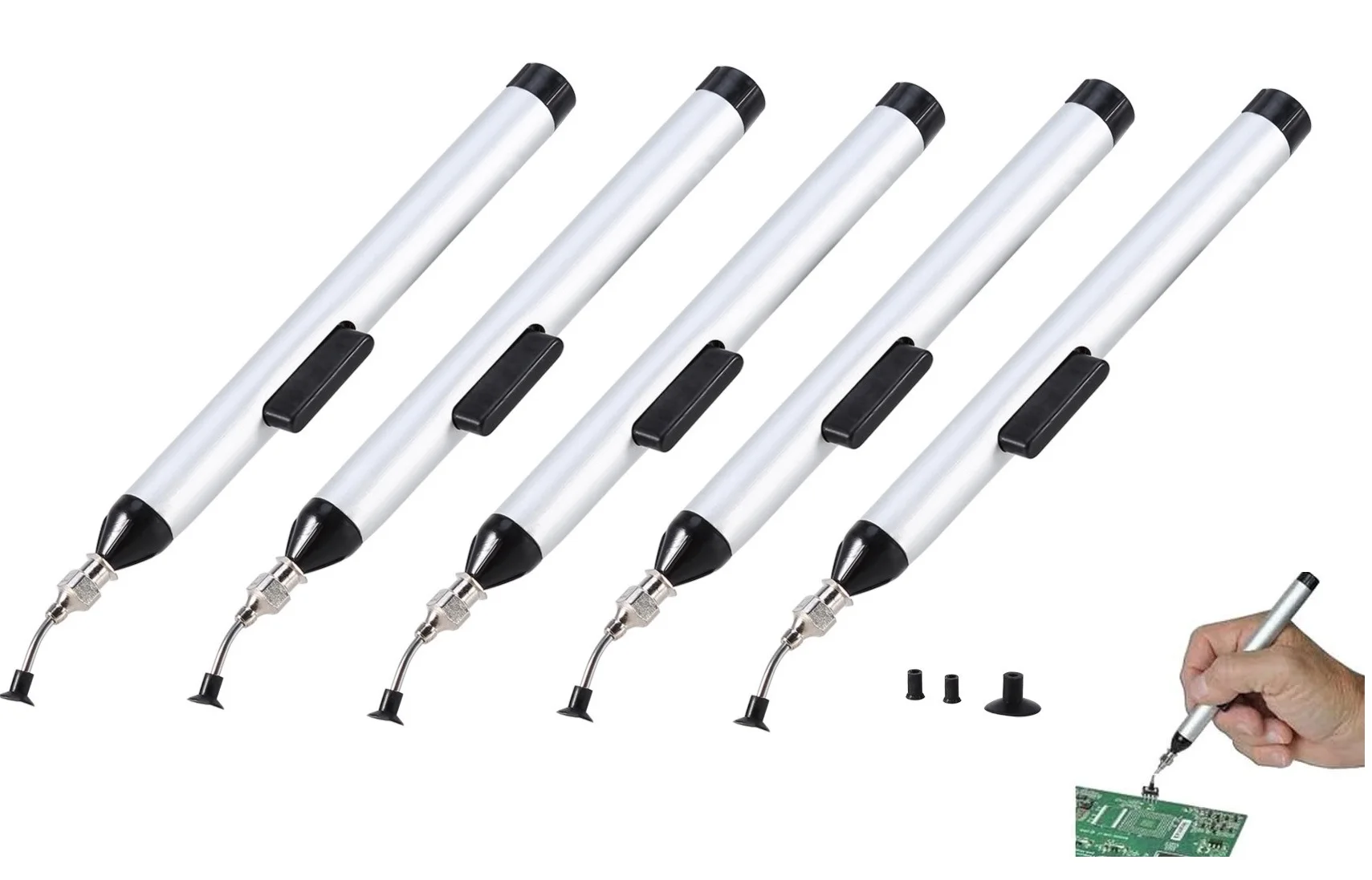 5pc FFQ 939 Vacuum Sucking Pen Pencil L7 IC Easy Pick Picker Up Tool 3 Suction Headers SMD SMT Hand Tool Suction pen
5pc FFQ 939 Vacuum Sucking Pen Pencil L7 IC Easy Pick Picker Up Tool 3 Suction Headers SMD SMT Hand Tool Suction pen