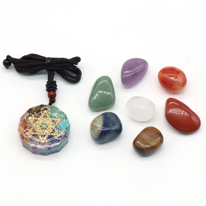 7 Chakra Tumbled Stone Kit Orgonite Necklace Irregular crystals set Geometric Pendant Resin DIY Necklace
7 Chakra Tumbled Stone Kit Orgonite Necklace Irregular crystals set Geometric Pendant Resin DIY Necklace