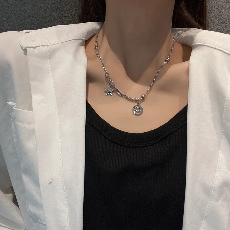 European cold wind titanium steel necklace female tide web celebrity hip-hop minority smile star retro trend collarbone chain
European cold wind titanium steel necklace female tide web celebrity hip-hop minority smile star retro trend collarbone chain
