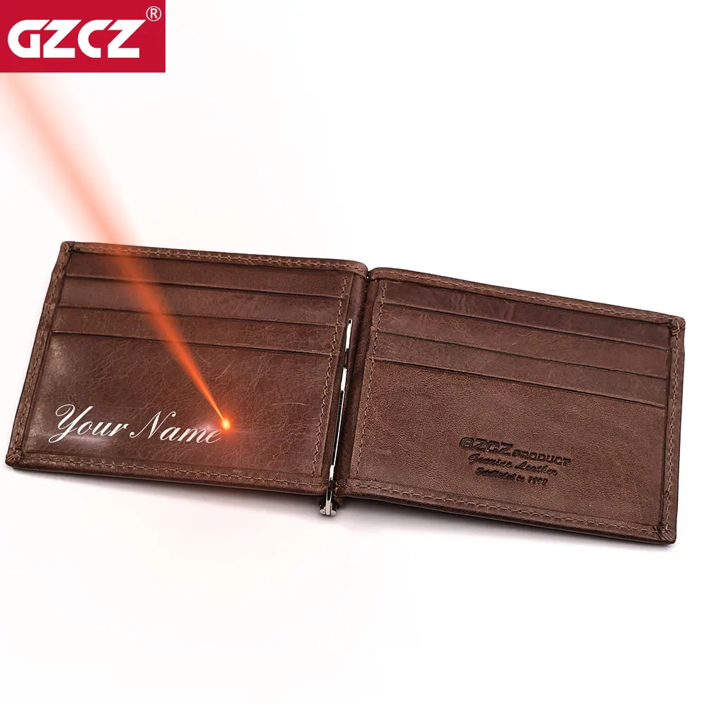 GZCZ натуральная кожа тонкий мужской кошелек для кредитных карт зажим денег