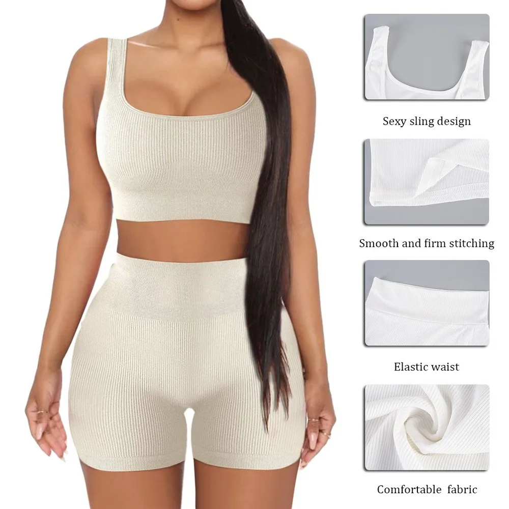 Gym sports exercise running sports short bra yoga wear sportswear U-neck fitness seamless knitted sexy two-piece suit
Gym sports exercise running sports short bra yoga wear sportswear U-neck fitness seamless knitted sexy two-piece suit