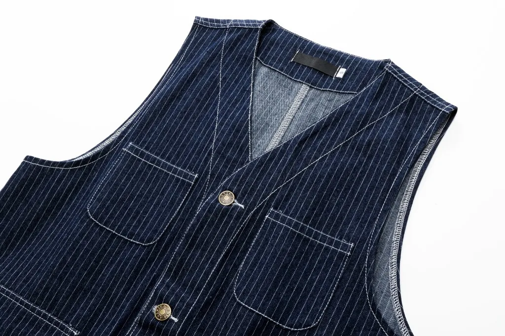 Denim Vest Men Personality Striped Design Multi-pocket Waistcoat Male Fashion Casual Off-shoulder Vests New Navy
Denim Vest Men Personality Striped Design Multi-pocket Waistcoat Male Fashion Casual Off-shoulder Vests New Navy