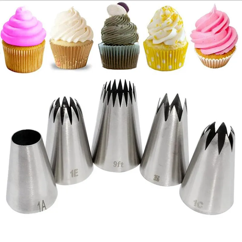 5pcs Large Metal Cake Cream Decoration Tips Set Pastry Tools Stainless Steel Piping Icing Nozzle Cupcake Head Dessert Decorators
5pcs Large Metal Cake Cream Decoration Tips Set Pastry Tools Stainless Steel Piping Icing Nozzle Cupcake Head Dessert Decorators