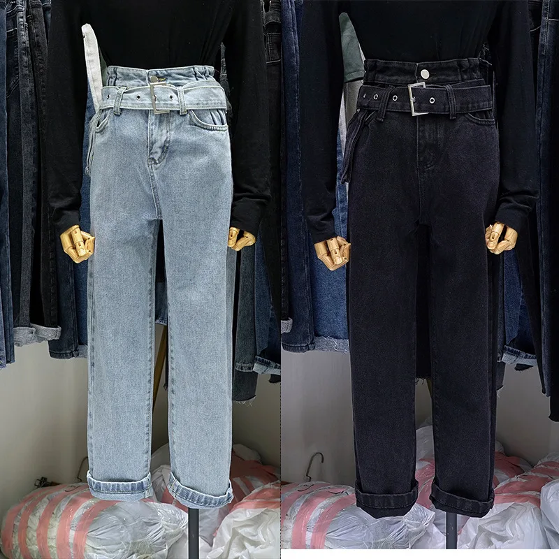 Винтажные джинсовые штаны-шаровары с высокой талией и неровным поясом новые
