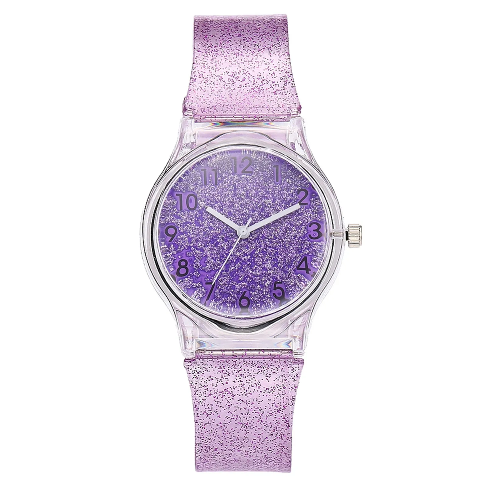 

Women Watch Of Romantic Design Translucent Reflective Purple Silicone Ladies Analog Quartz Wristwatch Clock Gift Relojes Mujer
