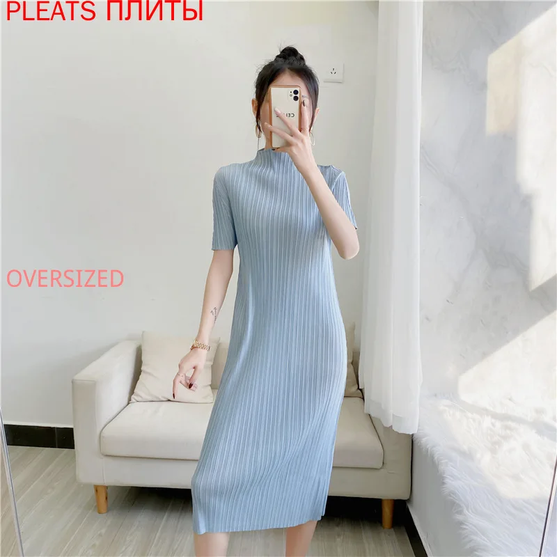 Miyake Pleated Dress 2021 Summer New Half-high Collar Mid-length Pleated Dresses Female Slim Pleats Vestido
Miyake Pleated Dress 2021 Summer New Half-high Collar Mid-length Pleated Dresses Female Slim Pleats Vestido