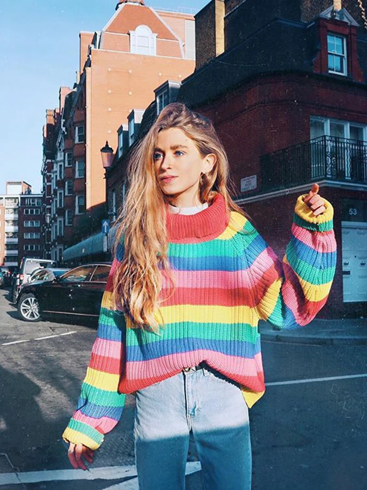 020 New Autumn Winter Women Striped Knitted Sweater Girl's Plus Size Loose Pullovers Casual Streetwear Top
020 New Autumn Winter Women Striped Knitted Sweater Girl's Plus Size Loose Pullovers Casual Streetwear Top