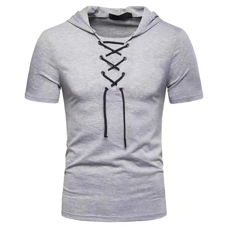 2021 summer solid short sleeve, casual men, hooded T-shirt, loose trend, sports travel wear, bandage top
2021 summer solid short sleeve, casual men, hooded T-shirt, loose trend, sports travel wear, bandage top