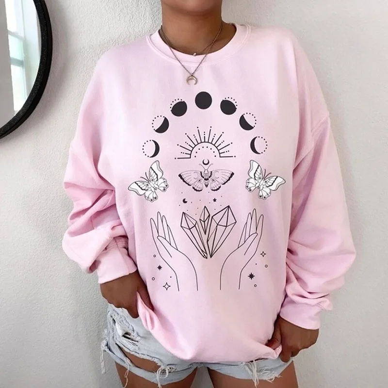 Pink Palm Printed Sweatshirts Vintage Streetwear Loose Pullover Casual Hoodies Long Sleeve Kawaii Clothes for Teens 2021 Autumn
Pink Palm Printed Sweatshirts Vintage Streetwear Loose Pullover Casual Hoodies Long Sleeve Kawaii Clothes for Teens 2021 Autumn