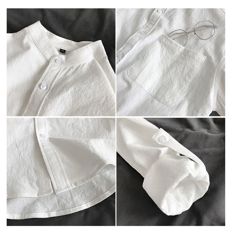 Simple Design Solid Colors Long Sleeve Shirts Korean Fashion Mandarin Collar 100% Cotton White Black Shirt Soft and Comfort
Simple Design Solid Colors Long Sleeve Shirts Korean Fashion Mandarin Collar 100% Cotton White Black Shirt Soft and Comfort