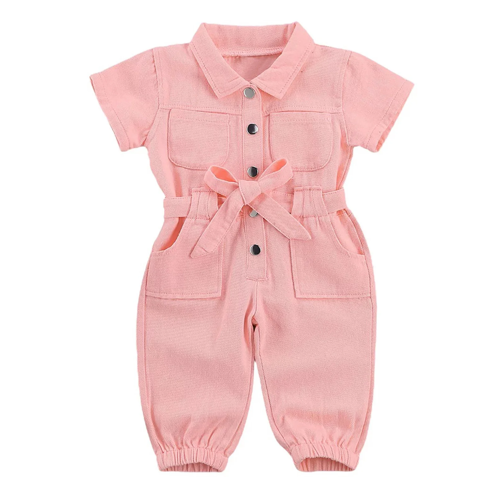 Toddler Baby Girls Denim Jumpsuit Work Clothes Summer One-piece Suit Short Sleeve Romper Turndown Collar Front Frock Overalls
Toddler Baby Girls Denim Jumpsuit Work Clothes Summer One-piece Suit Short Sleeve Romper Turndown Collar Front Frock Overalls