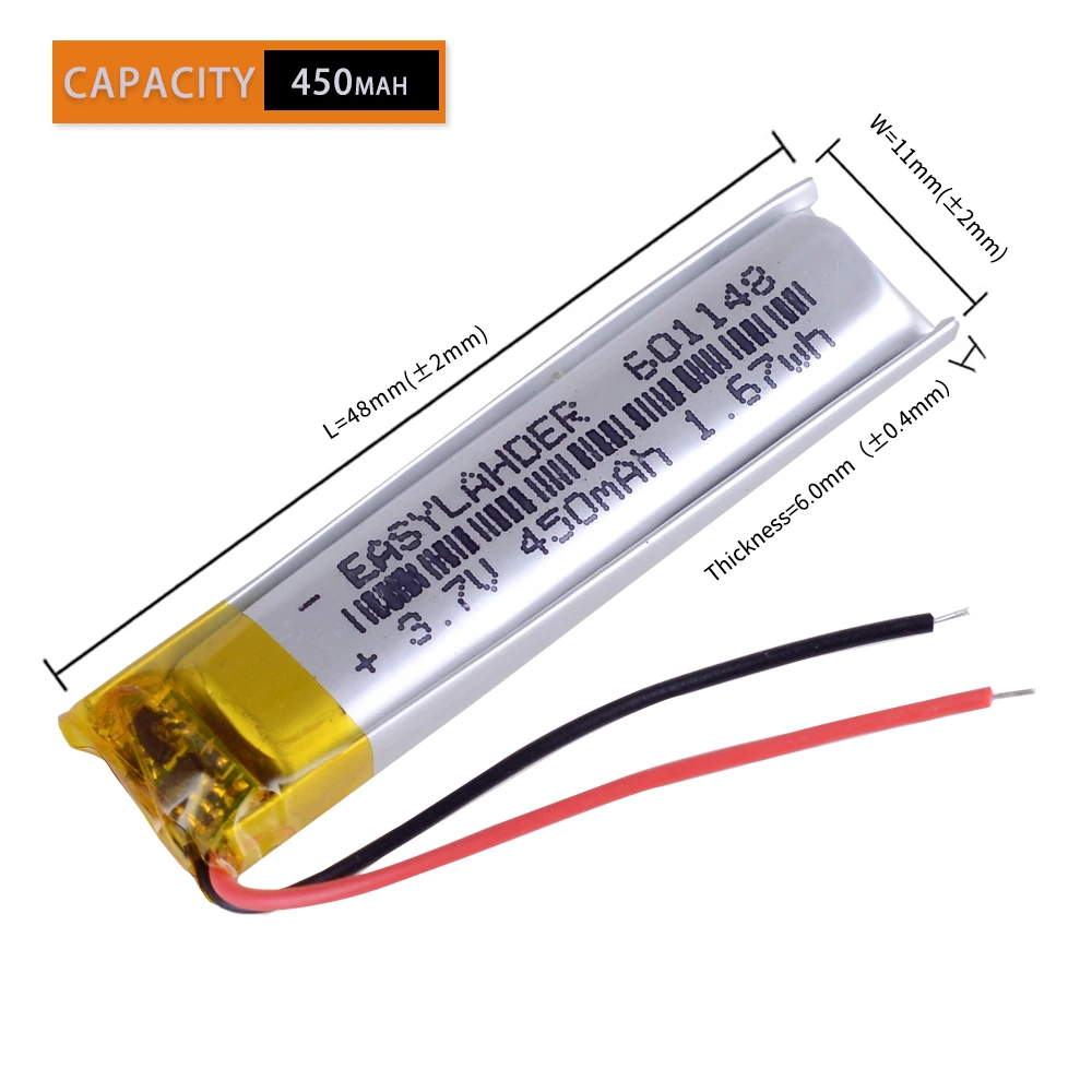 601148 3,7 V 450MAH с защитной платой, 601248 используется для bluetooth MP3,MP4,MP5 GPS DVD литиевая батарея 601250
601148 3,7 V 450MAH с защитной платой, 601248 используется для bluetooth MP3,MP4,MP5 GPS DVD литиевая батарея 601250