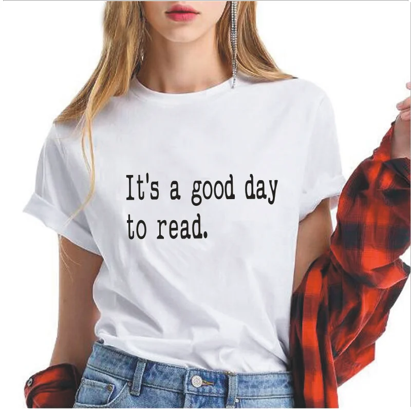 Женская футболка с надписью It's good day to read, летние повседневные футболки, уличные хлопковые футболки больших размеров в стиле Харадзюку
Женская футболка с надписью It's good day to read, летние повседневные футболки, уличные хлопковые футболки больших размеров в стиле Харадзюку
