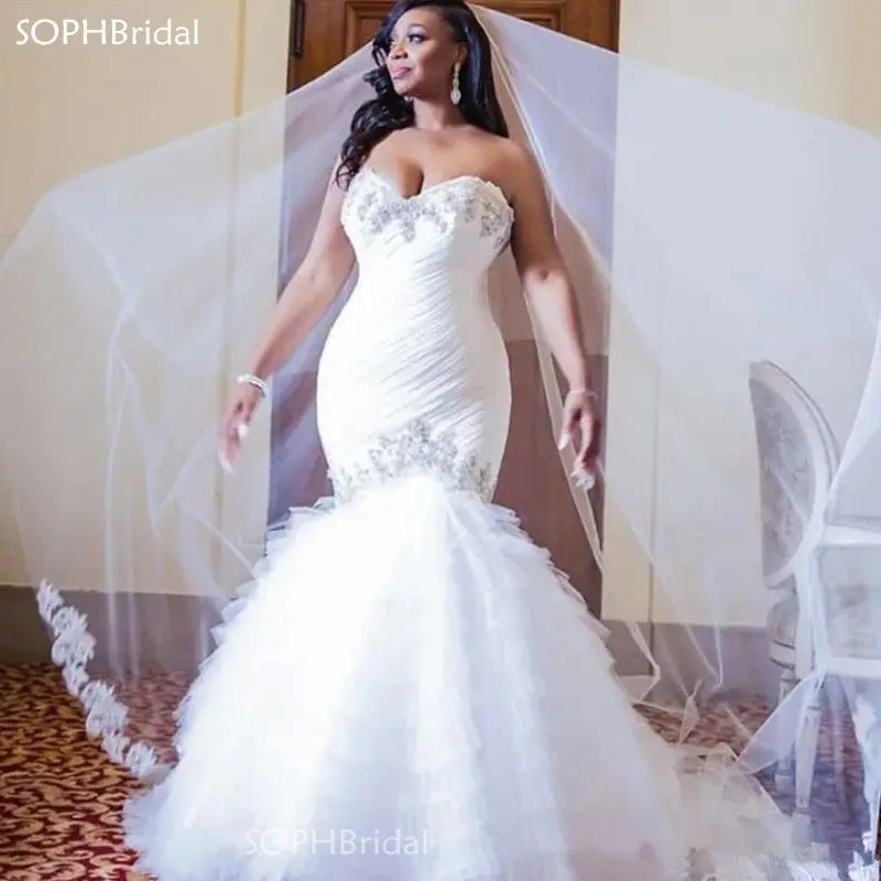 New Arrival Mermaid Wedding Dresses South African Beaded Sweetheart Bridal Gowns 2021 Tiered Skirt Vestidos de Novia Plus Size
New Arrival Mermaid Wedding Dresses South African Beaded Sweetheart Bridal Gowns 2021 Tiered Skirt Vestidos de Novia Plus Size