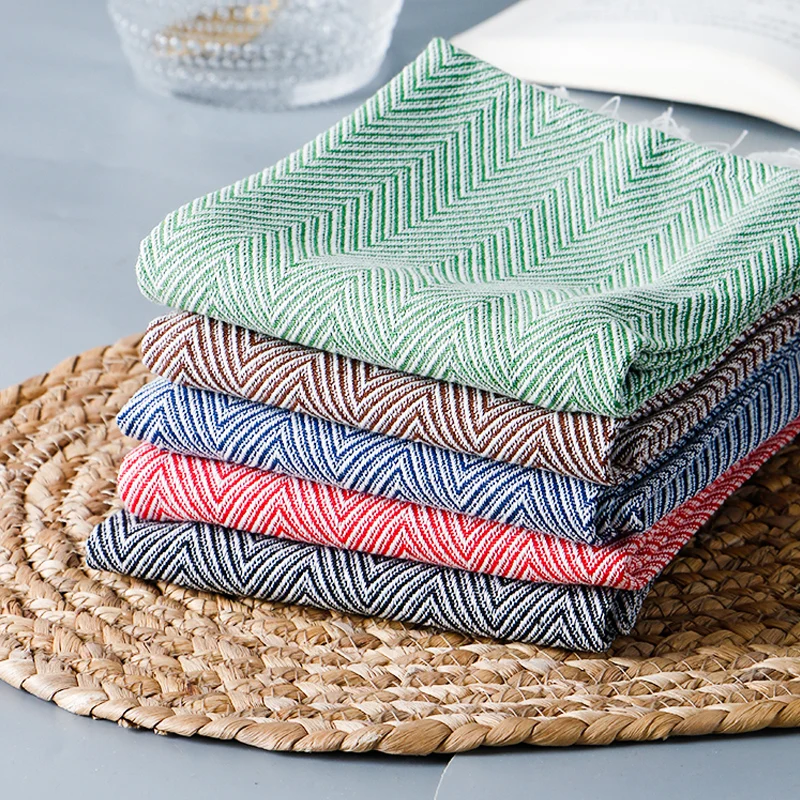 Tea towel 2pcs/set wavy and diamond pattern cotton tassel kitchen napkins | Дом и сад