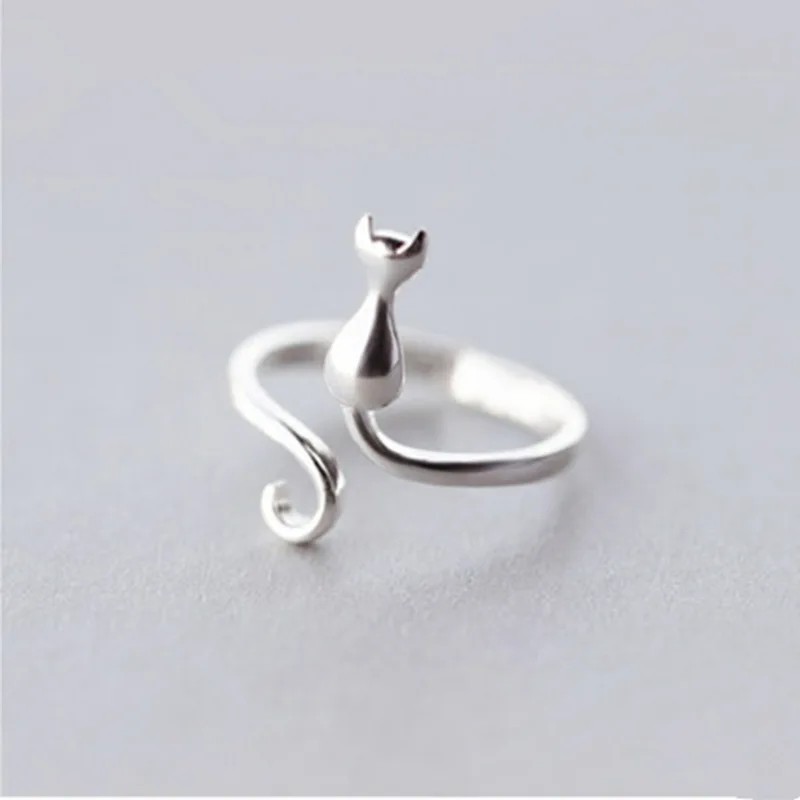 925 Sterling Silver Jewelry Cat Rings for Women Girls Adjustable Ring Birthday Creative Jewelry Anillos JZ400
925 Sterling Silver Jewelry Cat Rings for Women Girls Adjustable Ring Birthday Creative Jewelry Anillos JZ400