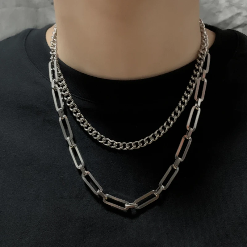 Stainless Steel Chain Double Layer Splicing Choker Necklace For Men Hip Hop Collar Necklaces Fashion Trend Street Shot Jewelry
Stainless Steel Chain Double Layer Splicing Choker Necklace For Men Hip Hop Collar Necklaces Fashion Trend Street Shot Jewelry