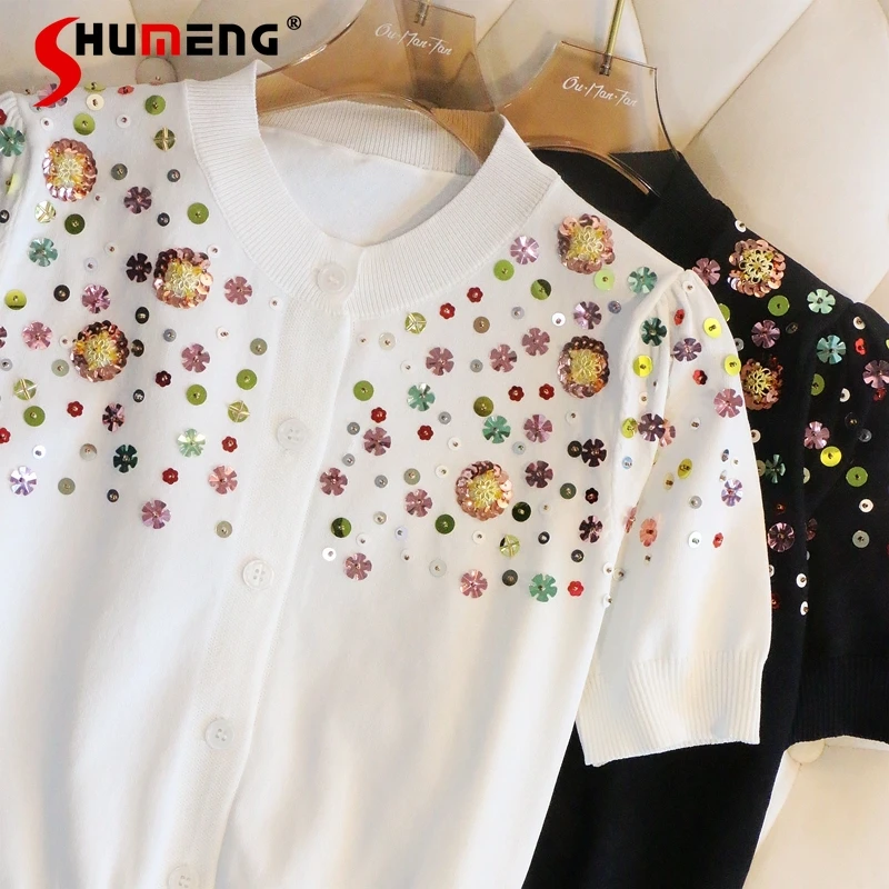 Женский тонкий кардиган ручной работы, кардиган с буфами на рукавах, круглым вырезом и коротким рукавом, украшенный бусинами и блестками, ле...
Женский тонкий кардиган ручной работы, кардиган с буфами на рукавах, круглым вырезом и коротким рукавом, украшенный бусинами и блестками, ле...