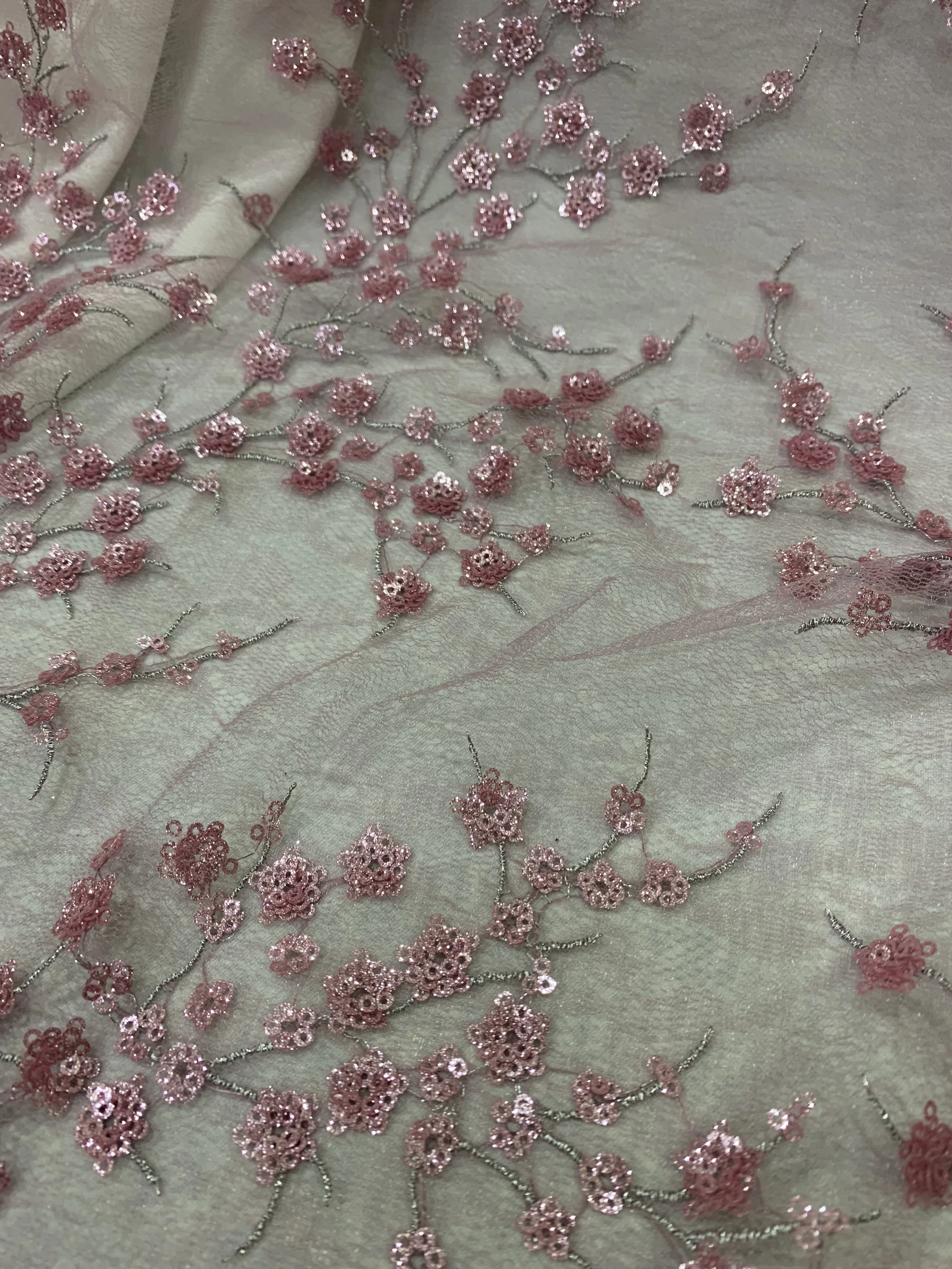 Latest Pink African 3D Flower Sequins Lace Fabric 2019 High Quality Nigerian Wedding Tulle For Women Bridal | Аксессуары для