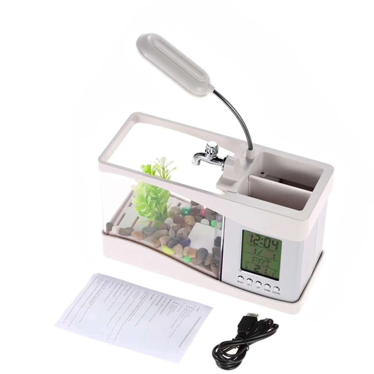 Multifunction Aquarium USB Mini Aquarium Fish Tank Aquarium with LED Light LCD Display Screen and Clock Fish Tank Decoration
Multifunction Aquarium USB Mini Aquarium Fish Tank Aquarium with LED Light LCD Display Screen and Clock Fish Tank Decoration
