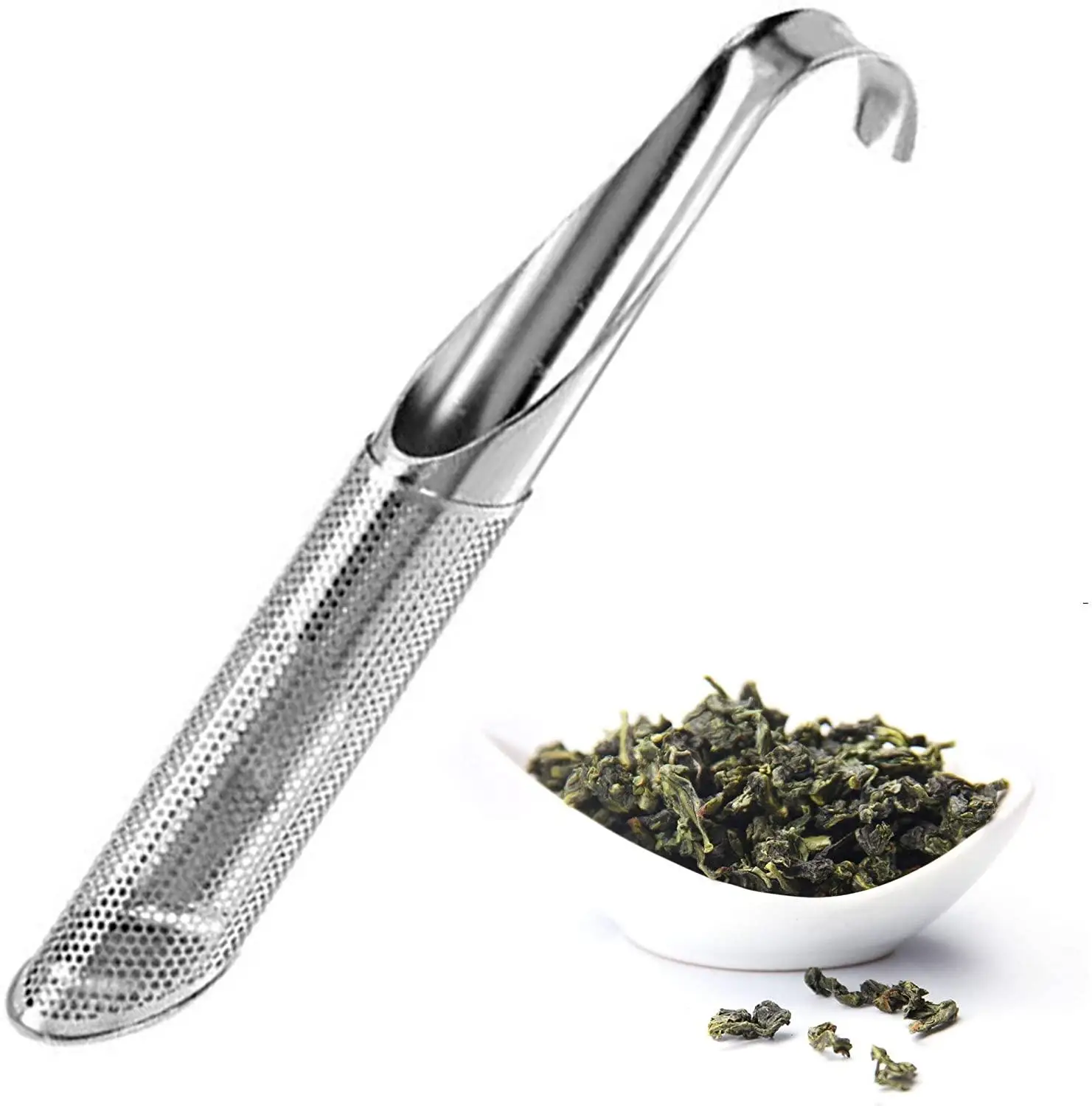 Tea Infuser Stainless Steel Tea Stick Pipe Steeper Strainer with Hook for Loose Tea Leaf Herbs or Spice
Tea Infuser Stainless Steel Tea Stick Pipe Steeper Strainer with Hook for Loose Tea Leaf Herbs or Spice