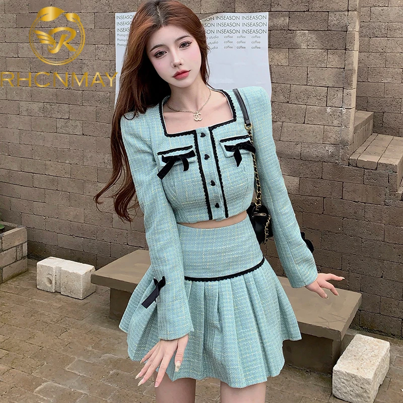 New Sweet Bow Designer Autumn Two Piece Set Women Single Breasted Coat + High Waist Pleated Skirts Set Office Lady Elegant
New Sweet Bow Designer Autumn Two Piece Set Women Single Breasted Coat + High Waist Pleated Skirts Set Office Lady Elegant